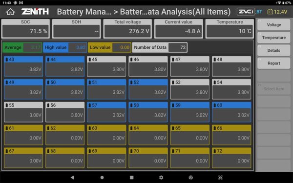 EZDS Zenith Z7 Battery Management screen